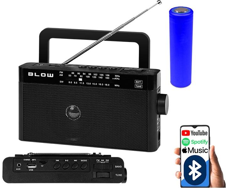 Rádio Portátil AM/FM Bluetooth RA9 (Preto) - BLOW