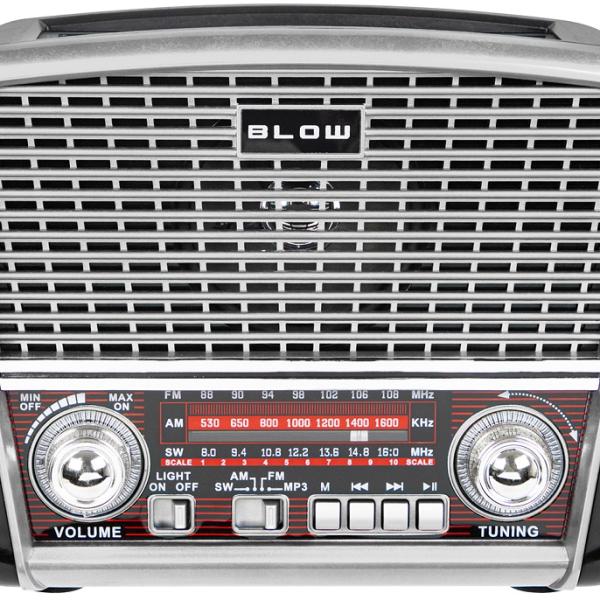 Rádio Portátil Analógico AM/FM Bluetooth/USB/microSD RA17 Solar (Prateado) - BLOW