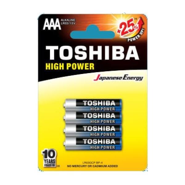 Pack de 4 Pilhas AAA Toshiba High Power LR03 1.5V Alcalinas — Recondicionado