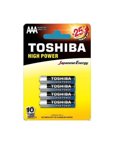 Pack de 4 Pilhas AAA Toshiba High Power LR03 1.5V Alcalinas — Recondicionado