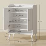 Sapateira de 2 Portas em Ripas Sapateira para Entrada com Prateleiras Ajustáveis Compartimento Aberto para 15 Pares de Sapatos 75x35x97 cm Branco