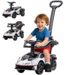 2 em 1 Carro Andador para Crianças 12 - 36 Meses Lamborghini Essenza SCV2 Carro Andador com Buzina Guiador e Grade de Segurança Removível 86,5x40x89,5cm Branco e Preto