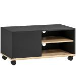 Móvel de TV com Rodas para Televisores até 42 Polegadas com 1 Porta 2 Compartimentos Abertos Prateleira 80x45x41 cm Preto