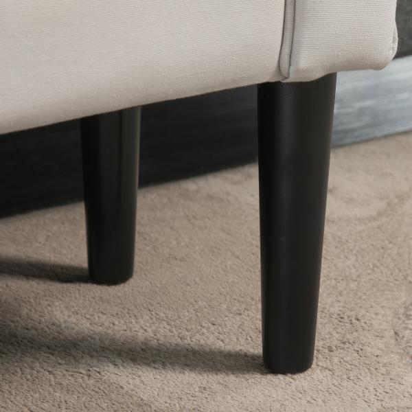 Banco de Pé de Cama Banco com Braços Curvados Estofado e Pés de Madeira Carga Máxima 130kg 102x31x51cm Creme