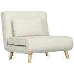 Poltrona 2 em 1 Sofá Cama Individual Dobrável com Encosto Ajustável e Almofada Carga 125 kg 90x78x79 cm Bege