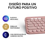 Teclado sem Fios Logitech K380s Cor de Rosa Qwerty espanhol