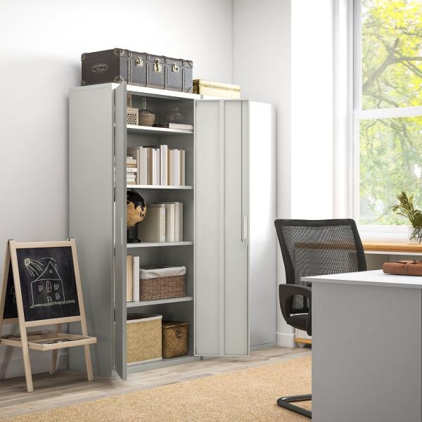 Armário para Arquivos de 5 Níveis com Chaves Prateleiras Ajustáveis Armário de Arquivos Metálico 80x40x180 cm Branco