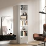 Estante de 7 Níveis Estante para Livros com Prateleiras Ajustáveis e Armário Estante Moderna 40x30x180 cm Branco