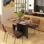 Mesa de Cozinha Dobrável com Rodas Laterais Rebatíveis Gaveta e Prateleiras para 2 - 4 Pessoas 120x72x75 cm Madeira Branco
