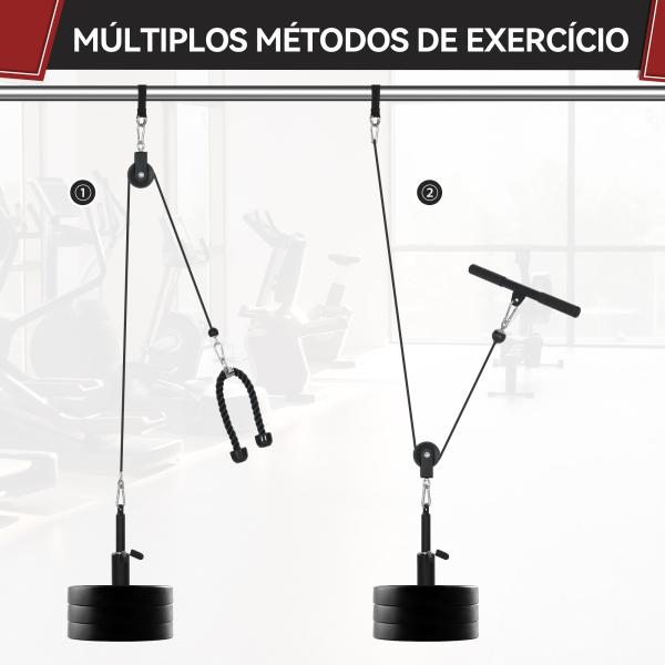 Sistema de Polia de Ginásio para Casa Sistema de Cabo de Peso para Tração Curl de Bíceps Tríceps Treino de Braço Ombros e Costas Preto