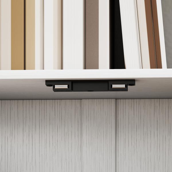 Estante de 5 Níveis em Forma de S Estante de Livros com 5 Prateleiras e 2 Portas 60x23,8x179,2 cm Branco