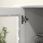 Armário de Cozinha Móvel Auxiliar de Cozinha com 2 Portas de Vidro Gaveta e Prateleiras Ajustáveis 61x35x168,5 cm Branco