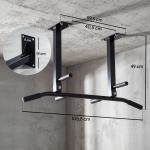 Barra de Elevação de Parede barra Pull - Up de Aço para Treino em Casa Carga Máxima 150 kg 105,5x28x49 cm Preto