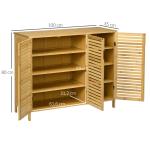 Sapateira de Entrada com 3 Portas de Persiana Prateleiras Ajustáveis para 16 Pares de Sapatos 100x35x80 cm Natural