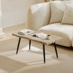 Mesa de Centro Moderna com Tampo Espesso de 4 cm, Pés de Aço, 100x50x45 cm, Carvalho