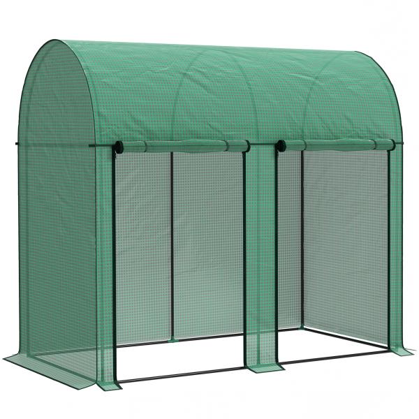 Estufa Pequena Estufa de Exterior com Porta Dupla com Fecho de Correr e Cobertura de PE 200x100x178 cm Verde