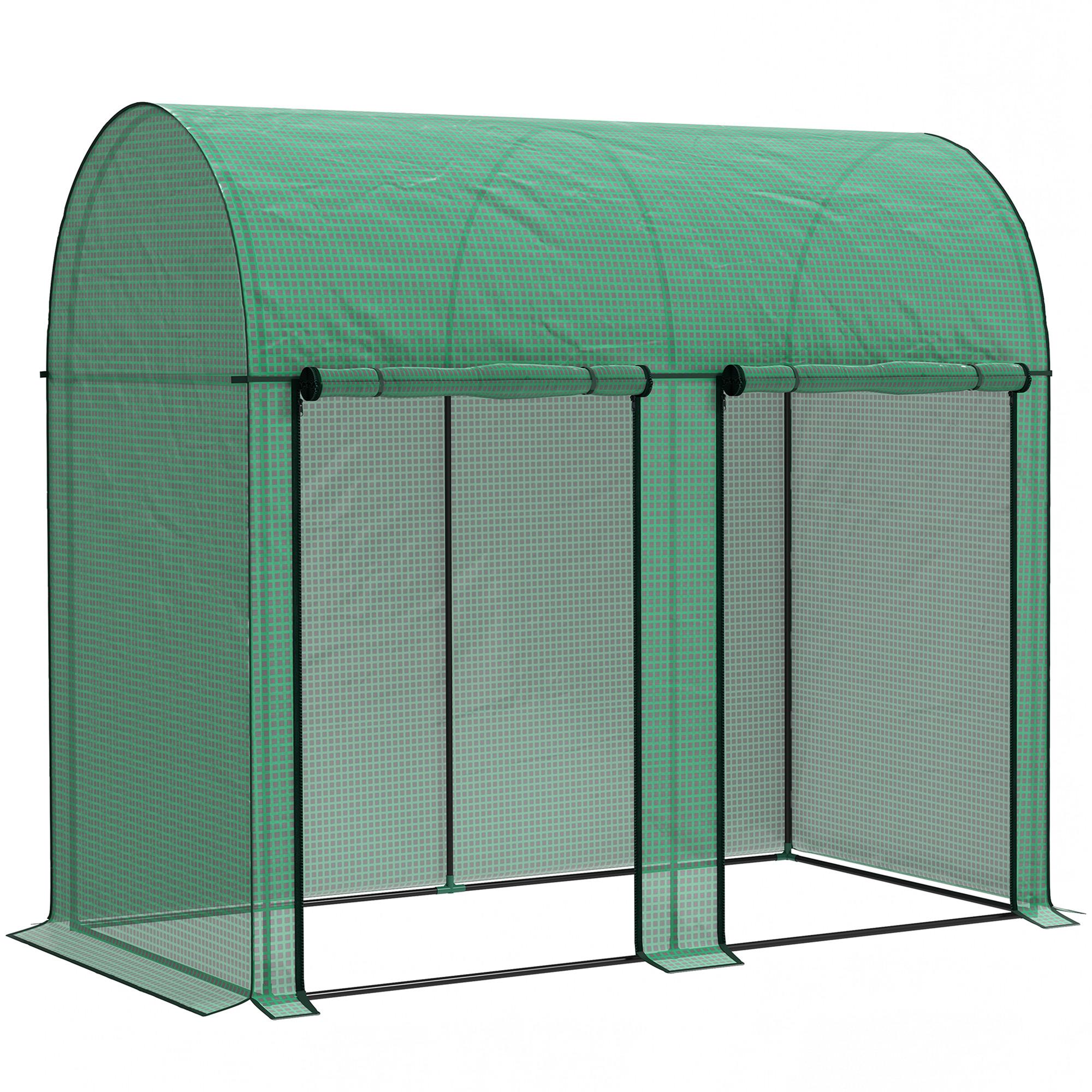 Estufa Pequena Estufa de Exterior com Porta Dupla com Fecho de Correr e Cobertura de PE 200x100x178 cm Verde