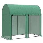 Estufa Pequena Estufa de Exterior com Porta Dupla com Fecho de Correr e Cobertura de PE 200x100x178 cm Verde