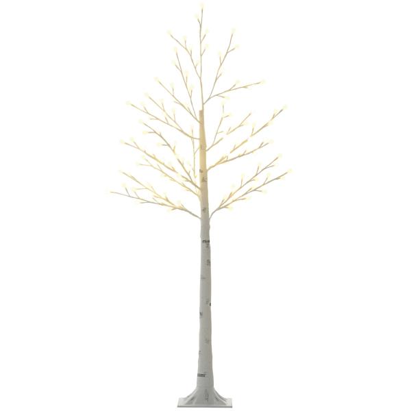 Árvore Sintética Altura 150cm com 120 Luzes LED IP44 Ajustável em 3 Modos Ramos Flexíveis 20x20x150cm Branco