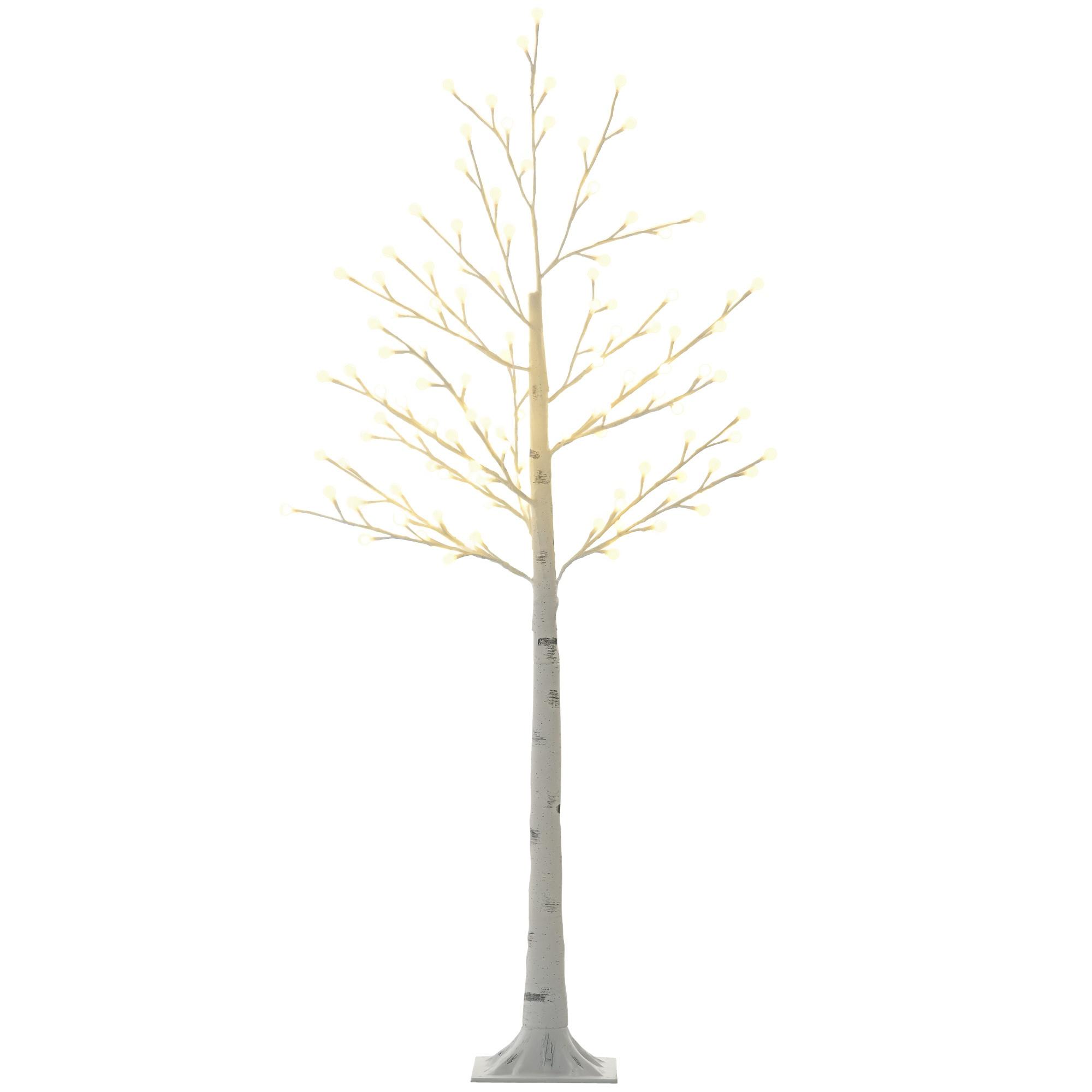 Árvore Sintética Altura 150cm com 120 Luzes LED IP44 Ajustável em 3 Modos Ramos Flexíveis 20x20x150cm Branco