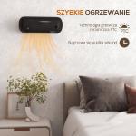 Aquecedor Elétrico de Parede 2000 W com 3 Modos, Ecrã LED, Termóstato, Temporizador e Oscilação, Preto