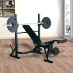 Banco de Musculação Multifuncional com Altura Ajustável de 3 Níveis para Treino de Corpo Inteiro 175x98x130 cm Preto