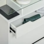 Sapateira Entrada Estreito Móvel para 16 pares de Sapatos com 2 Portas Gaveta Prateleira Aberta e Bancada de Vidro 89x23x96 cm Branco