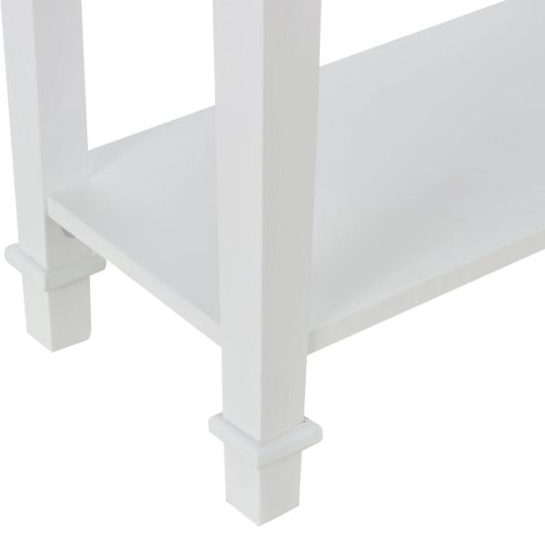 Mesa Consola Multifuncional Mesa Auxiliar para Sala de Estar Corredor Sala de Jantar com 2 Prateleiras 1 Gaveta Removível Puxador Estilo Retro Pinho 75,6x27,5x80,5 cm Madeira Natural e Branco