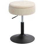 Banco de Bar com Armazenamento Altura Ajustável Giratório Estofado em Chenilla 39x39x49 - 65 cm Bege