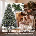Árvore de Natal 180 cm com 350 Luzes LED, 11 Modos, Comando à Distância, 1020 Pontas, Base Metálica Dobrável, Verde