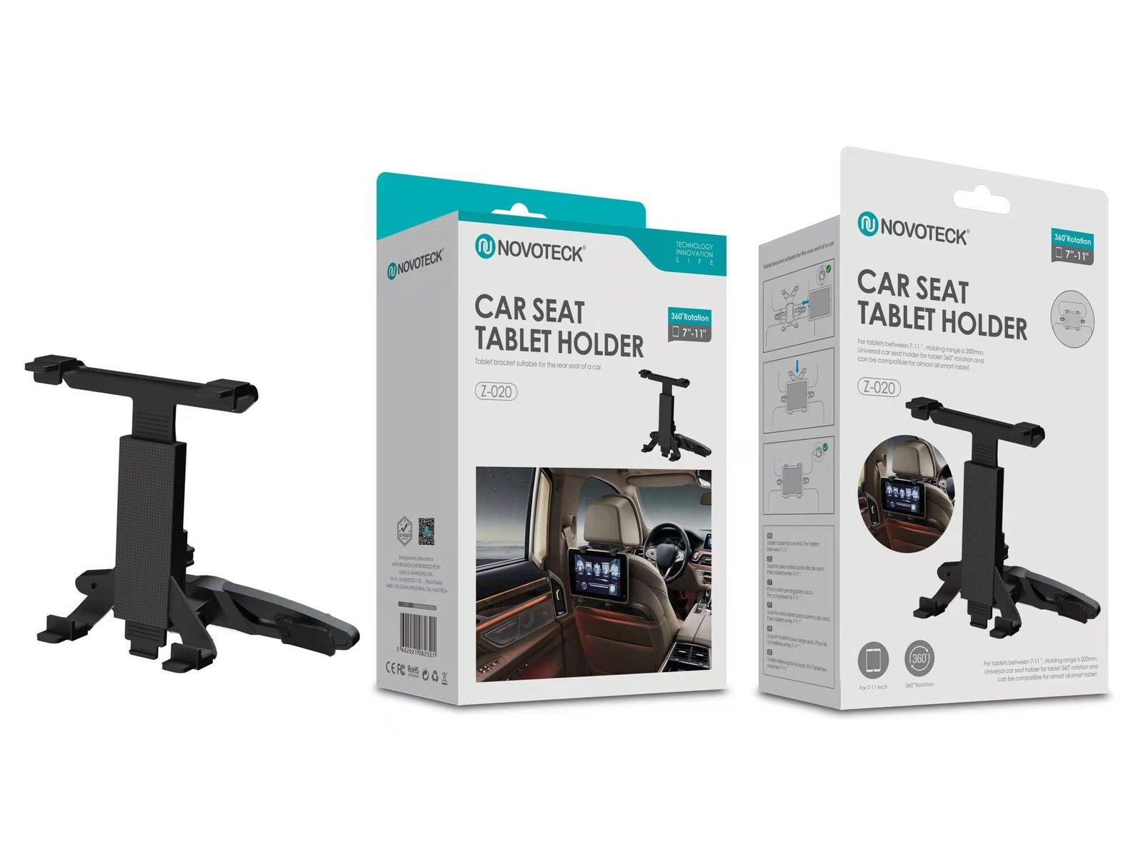 Suporte de Tablet para Assento de Carro Z-020 - Universal, Rotação 360°, para Tablets 7''-11''