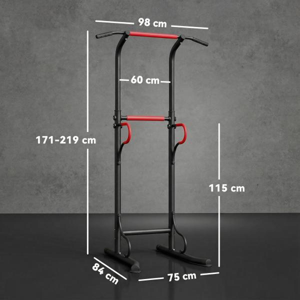 Barra de Elevações com Altura Ajustável Estação de Flexões Máquina de Elevações Multifuncional para Treino de Força 98x84x171 - 219 cm Preto