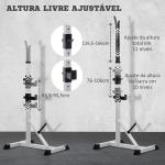 Suporte para Barras de Pesos Ajustável 2 Peças de Aço Treinamento em Casa Peso 200 kg 58,5x75,5x136 - 176 cm Prata e Preto