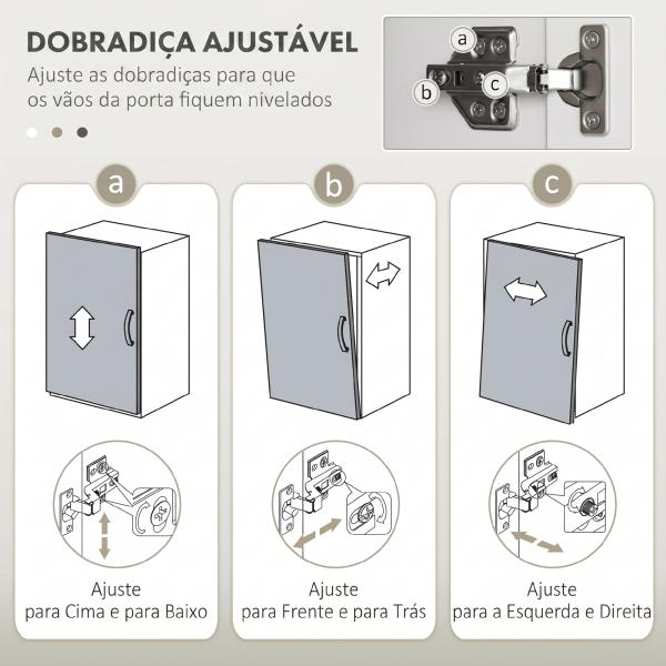 Móvel de Lavatório com 2 Portas e Prateleira Ajustável para Lavatório com ou sem Pedestal 60x34x70 cm Branco Brilhante