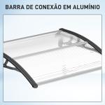 Marquise de Proteção 75x100 cm para Portas e Janelas contra Sol e Chuva com Suporte de Liga de Alumínio Transparente e Preto
