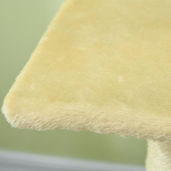 Arranhador para Gatos Médio de 3 Níveis com Postes de Sisal Placa para Arranhar e Bola Suspensa 40x35x72 cm Creme