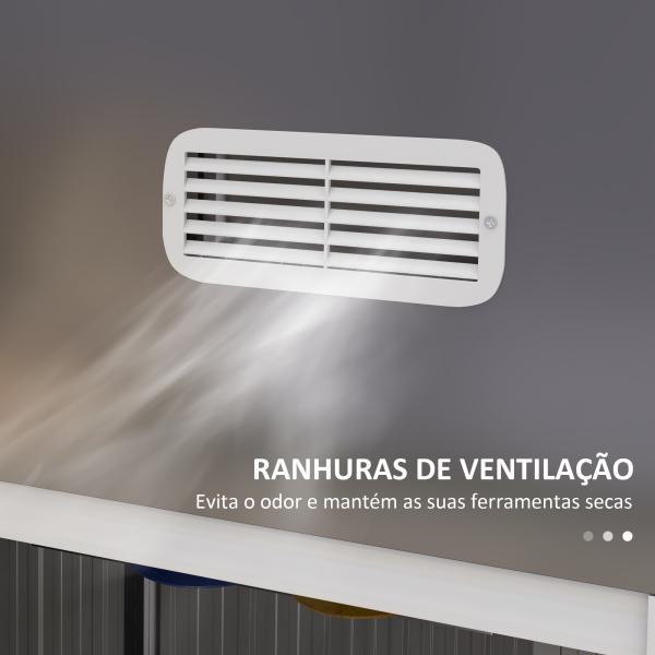Abrigo de Jardim 2,7 m² 238x132x198,5 cm com Base Prateleiras Ajustáveis 2 Portas e 2 Janelas de Ventilação Cinza Escuro