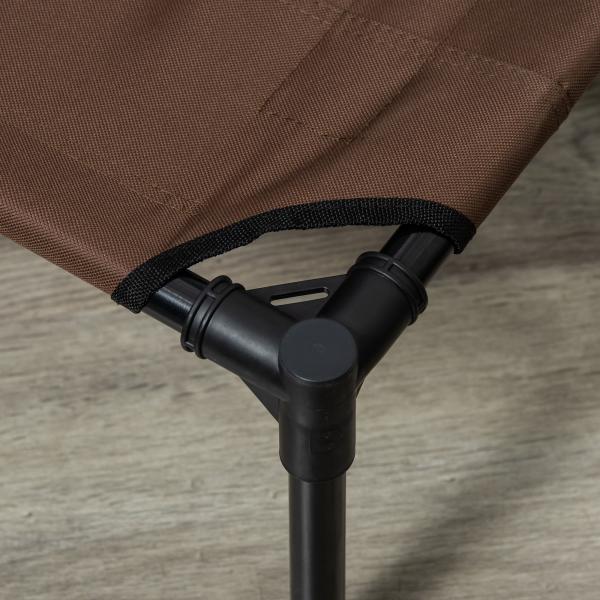 Cama para Animais de Estimação Cama Elevada para Cães Gatos com Tecido Transpirável para Dormir Relaxar Exterior Jardim Terraço 122x92x23cm Marrom