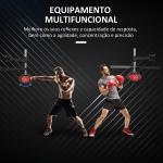 Punching Ball de Boxe Montado na Parede Altura Ajustável com Barra Giratória e Inflador 79x72x20cm Preto e Vermelho