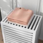 Cesto de Roupa de Bambu Cesto Roupa Suja Capacidade 55L com Bolsa Amovível Forma Retangular 50x36x60 cm Branco