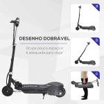 Trotinete Elétrica para Crianças + 7 Anos trotinete Dobrável com Altura Ajustável 24V Bateria Recarregável Velocidade até 12 km/h e Carga 50 kg 74x36x82,5 - 92,5 cm Preto