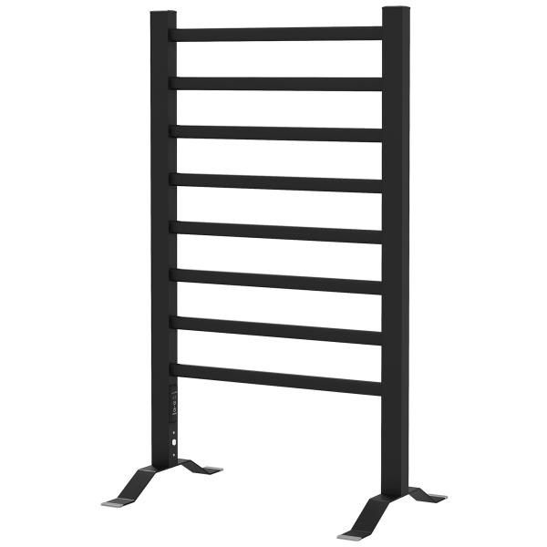 Toalheiro Elétrico c/ 8 Barras para Casa de Banho 53x35x90 cm IPX4 Função de Temporizador Preto