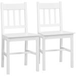 Conjunto de 2 Cadeiras de Sala de Jantar com Encosto de Ripas Estrutura de Madeira de Pinho 41x46,5x85,5 cm Branco