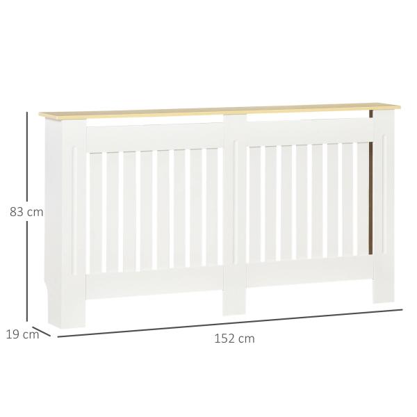 Cobertura Radiador 152x19x83cm Cobertura Radiador de MDF e Melamina com Dispositivo Anti - Rolamento Desenho Moderno para Sala de Estar Dormitório Branco