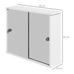 Armário Casa de Banho com Espelho Prateleira Ajustável e Porta de Correr Dupla com Espelho 55x15x45 cm Branco Brilhante