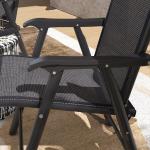 Conjunto de 2 Cadeiras Dobráveis para Exterior Cadeiras para Jardim com Textilene e Metal 58x64x94 cm Cinza Escuro