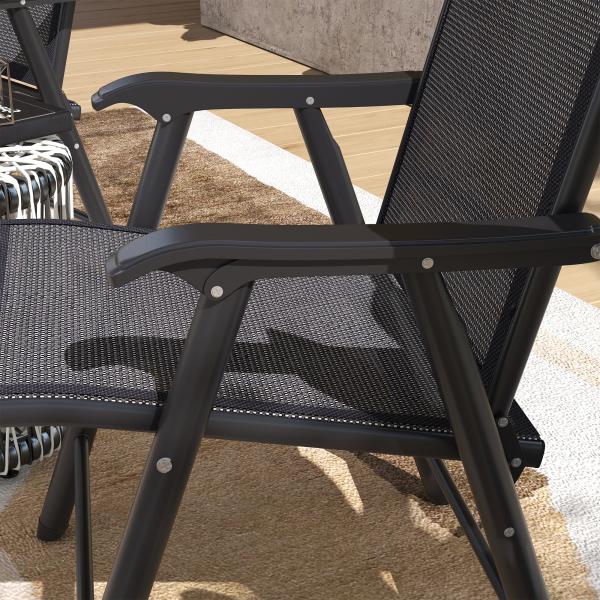 Conjunto de 2 Cadeiras Dobráveis para Exterior Cadeiras para Jardim com Textilene e Metal 58x64x94 cm Cinza Escuro
