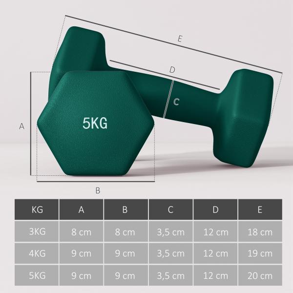 Conjunto de Halteres 2 x 3kg 2 x 4kg e 2 x 5kg Halteres Hexagonais com Suporte de Armazenamento para Treino Multicor