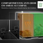Caixote do Lixo de Cozinha em Aço Inoxidável com 2 Compartimentos 2x15L, Pedal, Tampas de Fecho Suave e Baldes Amovíveis - Preto