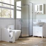 Armário Auxiliar de Casa de Banho Estreito com 2 Gavetas e Compartimento Superior com Tampa 17x48x58cm Branco